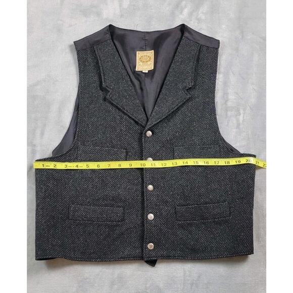 Vintage Wah Maker Wool Vest Mens Large Black Waistcoat western frontier clothing - Picture 5 of 10